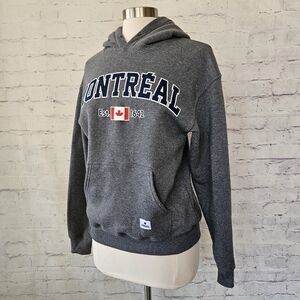 Teepee Montreal Canadian Flag Graphic Grey Hooded Sweatshirt Small